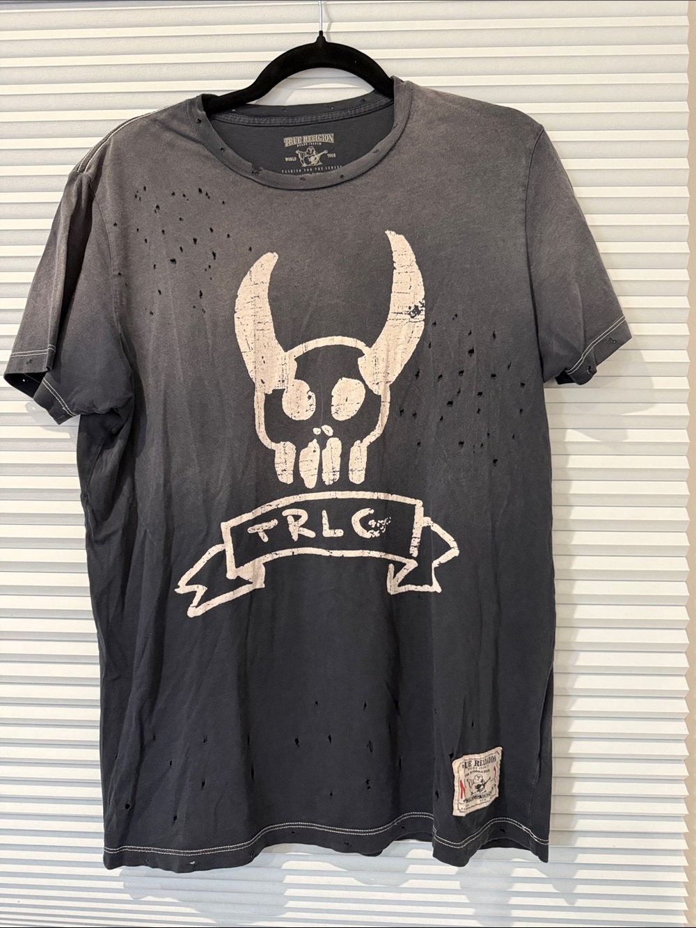 True Religion Gray Short-Sleeve Skull Graphic Tee